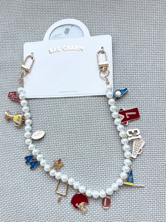 Anthropologie Accessories - Anthropologie Icon Pearl Bag Charm with Gold and Red Accents